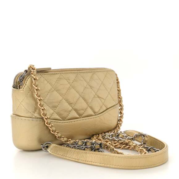 Metallic Aged Calfskin Quilted Small #197456C12B - Picture 3 of 11